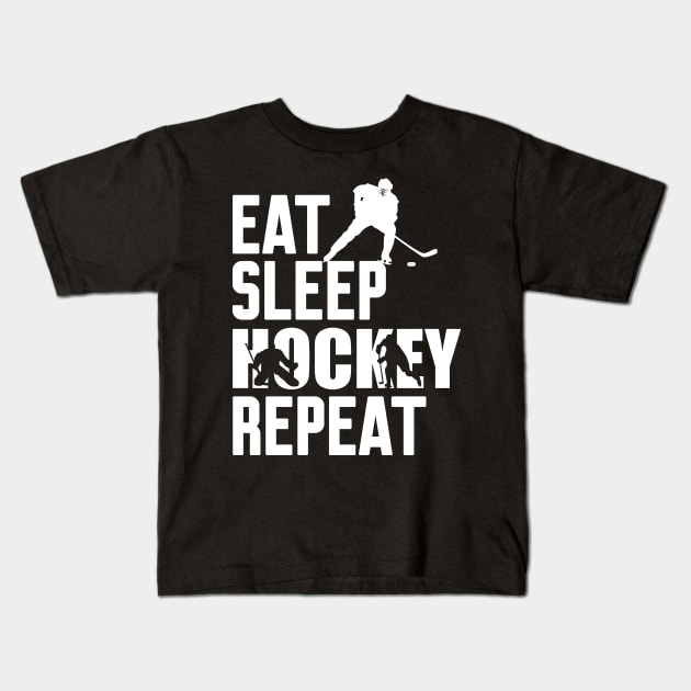 Eat Sleep Hockey Repeat Kids T-Shirt by Work Memes